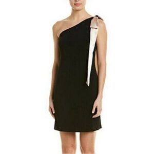 Laundry by Shelli Segal One Shoulder Bow Dress black champagne gold